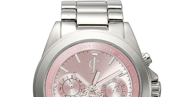 Dámske strieborné hodinky s ružovým ciferníkom Juicy Couture