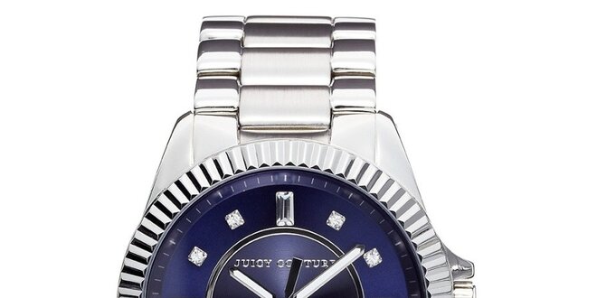 Dámske strieborné hodinky s modrým ciferníkom Juicy Couture