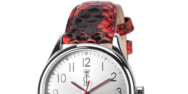 Dámske analógové hodinky s červeným koženým remienkom Juicy Couture