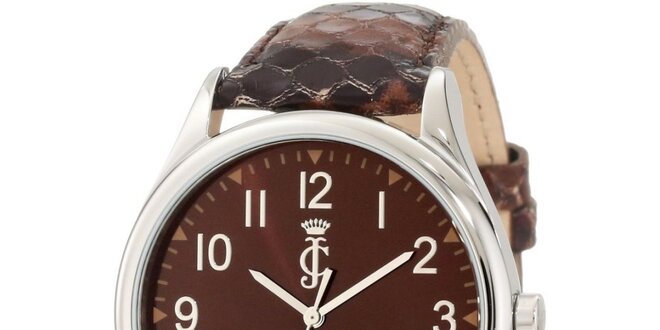 Dámske analógové hodinky s hnedým koženým remienkom Juicy Couture