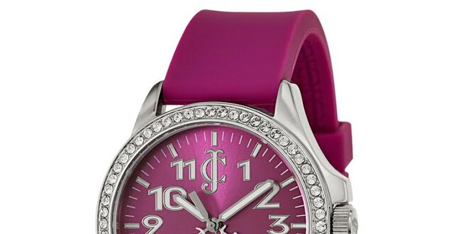 Dámske fialové hodinky s bielymi kamienkami Juicy Couture