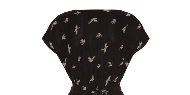 Dámske čierne šaty s vtáčikmi Uttam Boutique