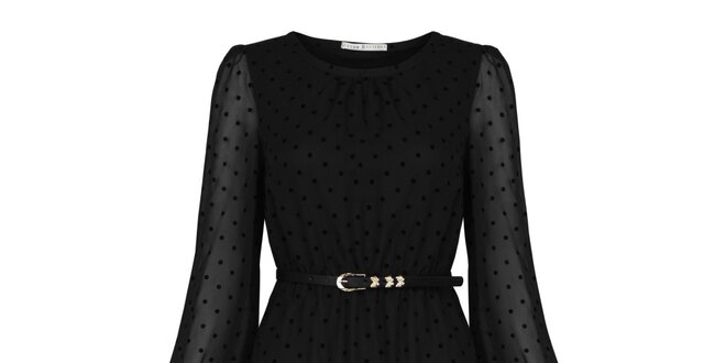 Dámske čierne šaty s bodkami Uttam Boutique