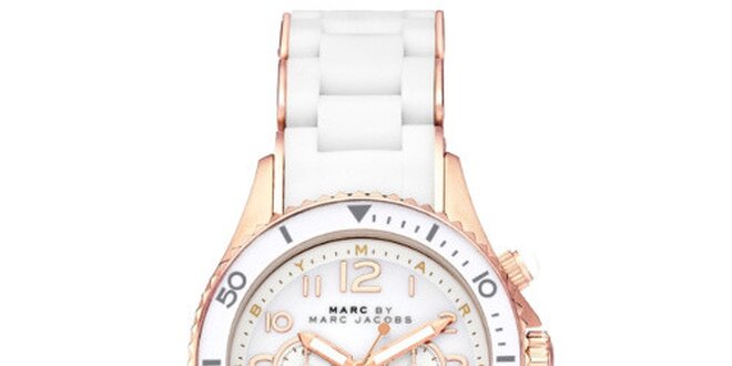 Dámske biele hodinky s prvkami ružového zlata Marc Jacobs