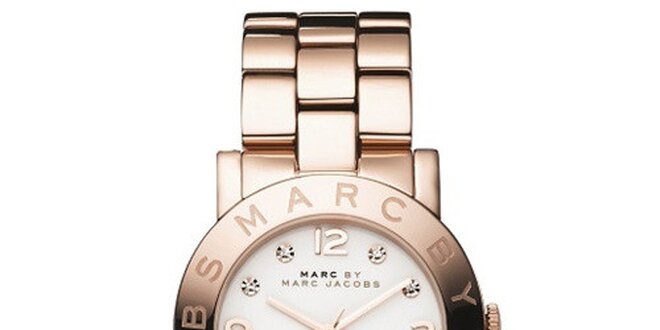 Dámske hodinky vo farbe ružového zlata s bielym ciferníkom Marc Jacobs