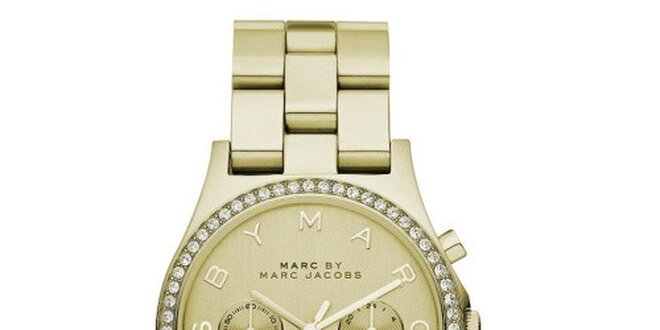 Dámske pozlátené hodinky s bielymi zirkónmi Marc Jacobs