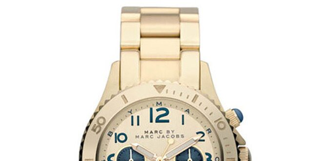 Dámske zlaté hodinky s modrými prvkami Marc Jacobs