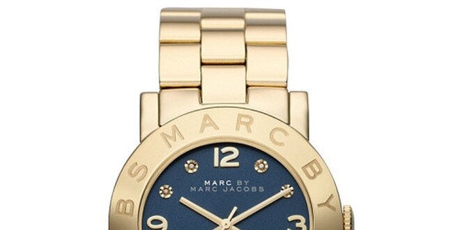Dámske pozlátené oceľové hodinky s tmavým ciferníkom Marc Jacobs