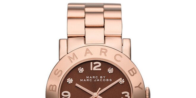 Dámske pozlátené oceľové hodinky s hnedým ciferníkom Marc Jacobs