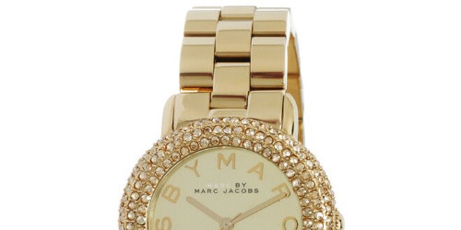Dámske zlaté hodinky s bielymi kryštáľmi Marc Jacobs