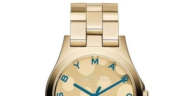 Dámske pozlátené hodinky s tyrkysovými prvkami Marc Jacobs