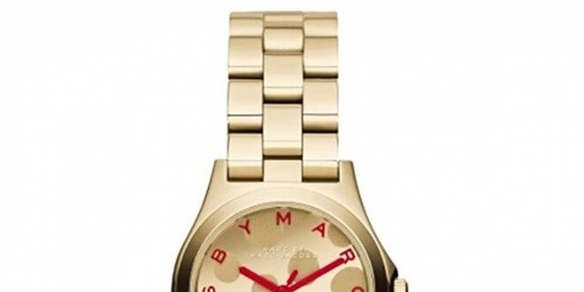 Dámske pozlátené hodinky s červenými prvkami Marc Jacobs