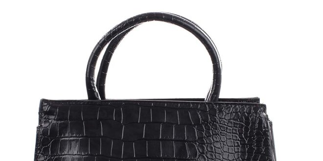 Dámska čierna kabelka so vzorom krokodílej kože London Fashion