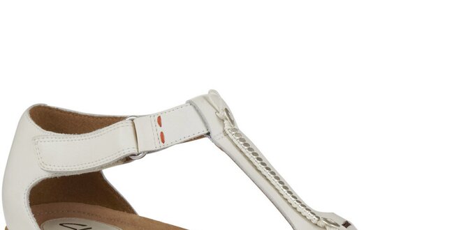 Dámske biele kožené sandálky s ozdobnými gombíkmi Clarks