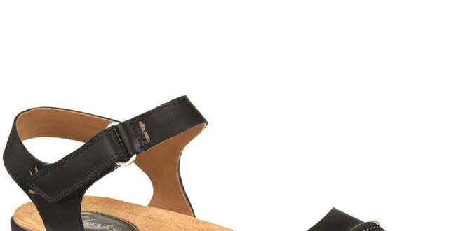 Dámske čierne kožené sandálky Clarks