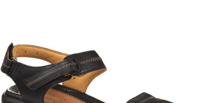 Dámske čierne kožené sandálky s kontrastným prešívaním Clarks