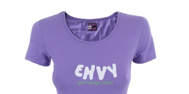 Dámske fialové tričko s nápisom Envy