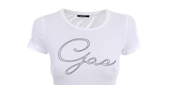 Dámske biele tričko s krátkym rukávom a nápisom Gas