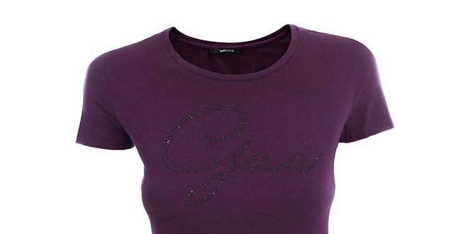 Dámske fialové tričko s krátkym rukávom a nápisom Gas