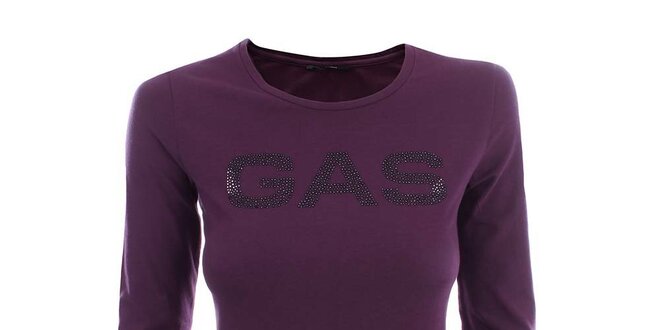 Dámske fialové tričko s dlhým rukávom a nápisom Gas