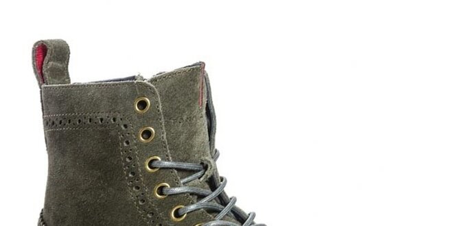 Pánske olivové členkové topánky Tommy Hilfiger