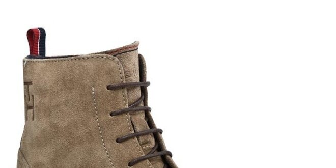 Dámske semišové topánky so zipsom a šnúrkami Tommy Hilfiger