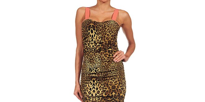 Dámske leopardie šaty s farebnými ramienkami Guess by Marciano