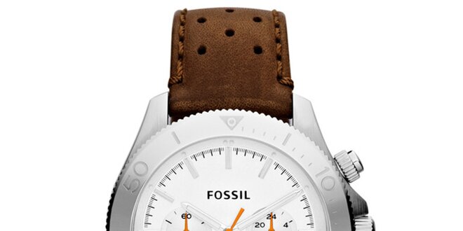 Pánske analógové hodinky s koženým remienkom Fossil