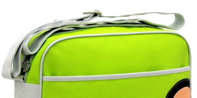 Svetlo zelená taška s bielym popruhom Paul Frank