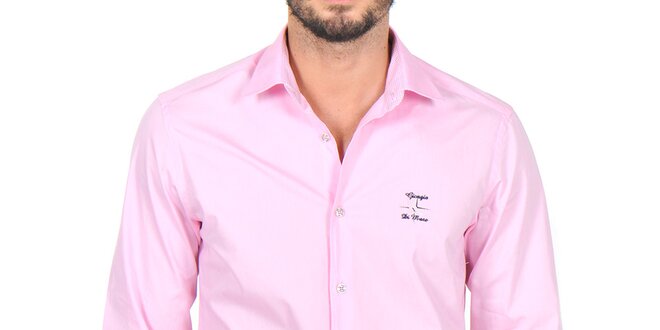 Pánska svetlo ružová košeľa s výšivkami Giorgio di Mare