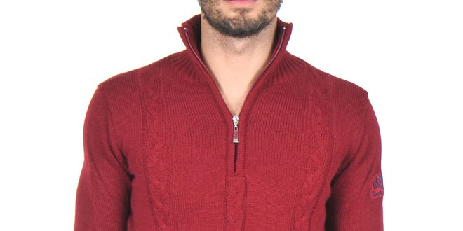 Pánsky bordó vzorovaný sveter so stojáčikom Giorgio di Mare