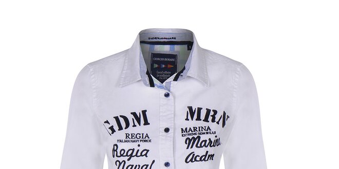 Dámska biela košeľa s nápismi Giorgio di Mare