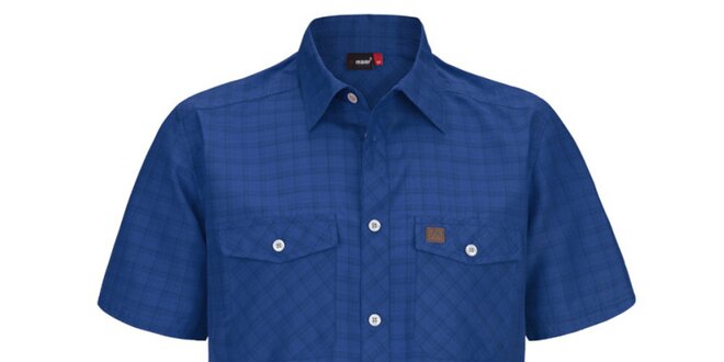 Pánska modrá kockovaná funkčná košeľa s krátkym rukávom Maier