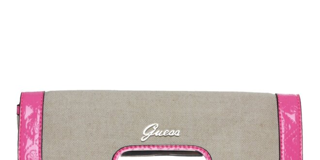 Dámska šedá listová kabelka s ružovými lemami Guess