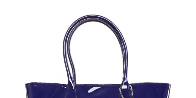 Dámska lesklá kabelka v modrej farbe Guess