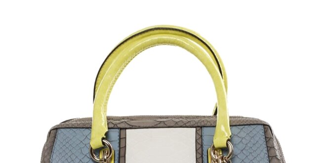 Dámska modro-šedá kabelka so žltými pútkami Guess