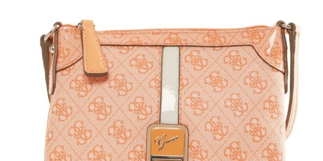 Dámska oranžová kabelka s béžovým popruhom Guess
