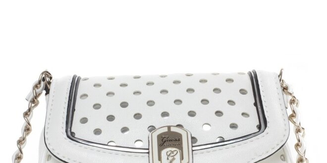 Dámska biela kabelka s dekoratívnou perforáciou Guess