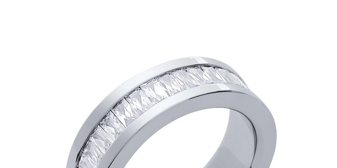 Dámsky oceľový prsteň s bielymi zirkónmi La Mimossa