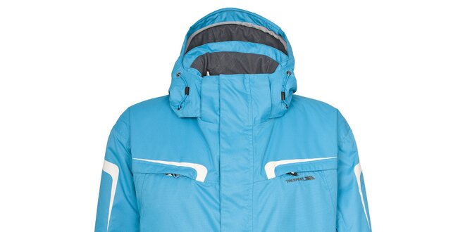 Pánska svetlo modrá lyžiarska bunda s kapucňou Trespass