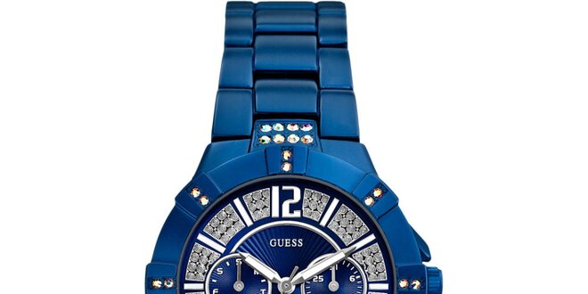 Dámske tmavo modré hodinky Guess s chronografom