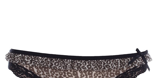 Dámske leopardie tangá s čipkou a mašličkou DKNY