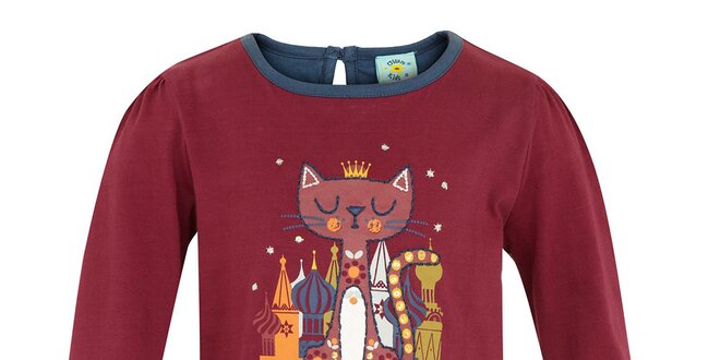 Detské vínové tričko s mačičkou Uttam Boutique