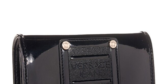 Dámska čierna lakovaná peňaženka Versace Jeans s logom