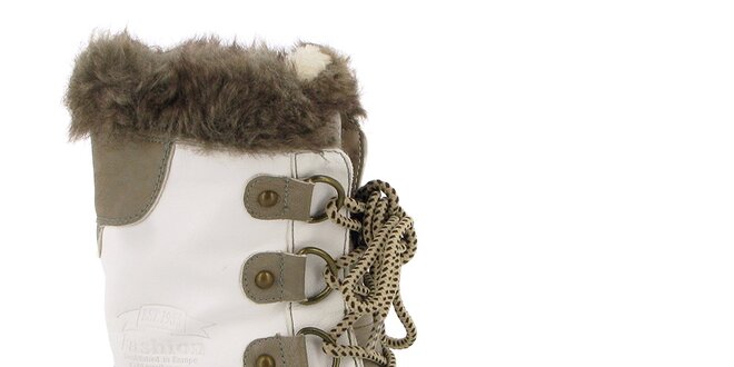 Dámske biele topánky s béžovými detailmi Kimberfeel