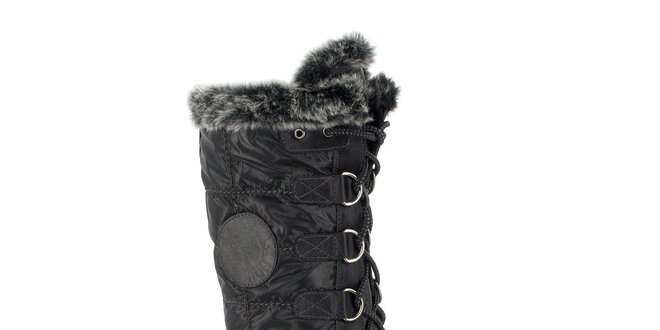 Dámske čierne zimné topánky s kožúškom Kimberfeel