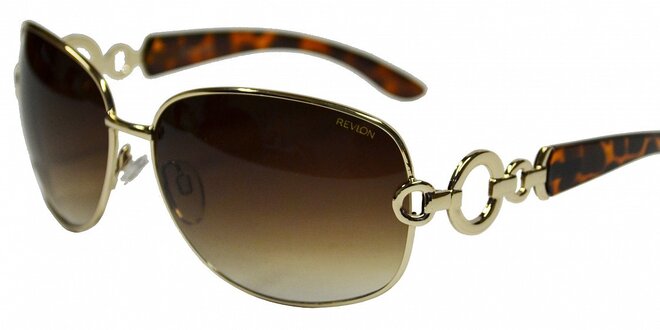 Dámske zlaté slnečné okuliare Revlon s leopardími stranicami