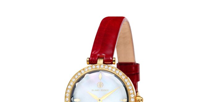 Dámske zlato zafarbené hodinky s perleťovým ciferníkom Klaus Kobec