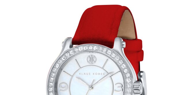 Dámske hodinky s červeným remienkom Klaus Kobec