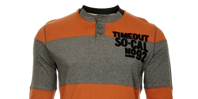 Pruhované oranžovošedé pánske tričko Timeout s dlhým rukávom